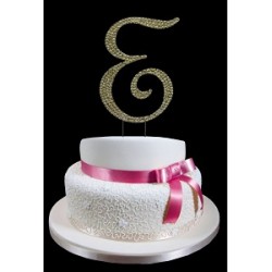 Gold Letter E Rhinestone Cake Topper Decoration